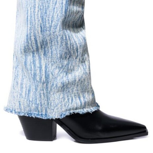AZALEA WANG " RODEO TIES " DENIM FOLD OVER BOOT (BRAND NEW !!) - Picture 2 of 7